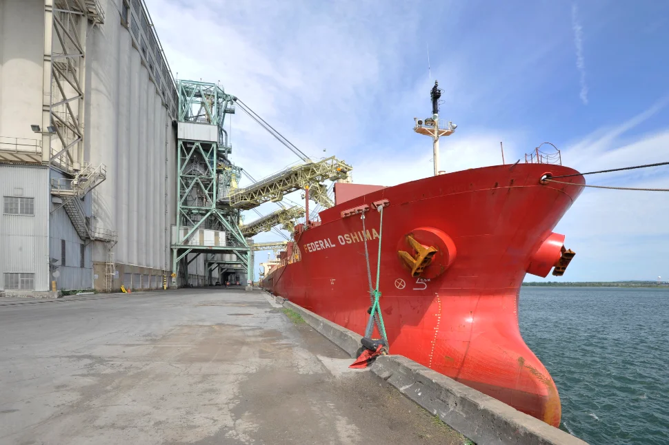 Ship loading grain at Viterra's port terminal at the Port of Montreal Ship loading grain at Viterra's port terminal at the Port of Montreal